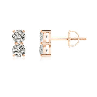 3.2mm KI3 Prong-Set Double Diamond Stud Earrings in 9K Rose Gold