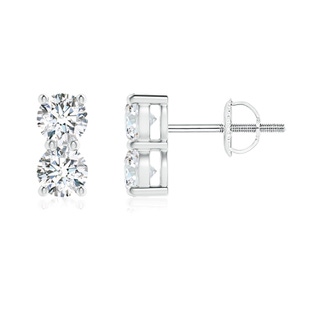 3.7mm GVS2 Prong-Set Double Diamond Stud Earrings in P950 Platinum