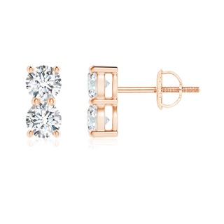 3.7mm GVS2 Prong-Set Double Diamond Stud Earrings in Rose Gold