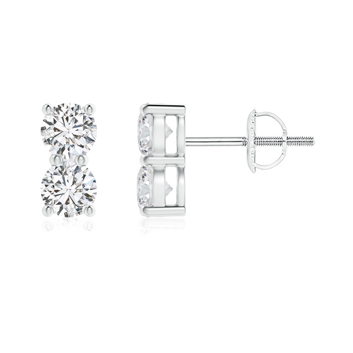 3.7mm HSI2 Prong-Set Double Diamond Stud Earrings in White Gold