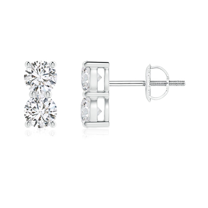 3.7mm HSI2 Prong-Set Double Diamond Stud Earrings in White Gold 