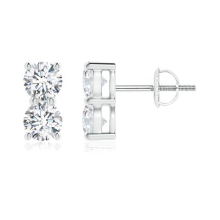 4.1mm GVS2 Prong-Set Double Diamond Stud Earrings in P950 Platinum