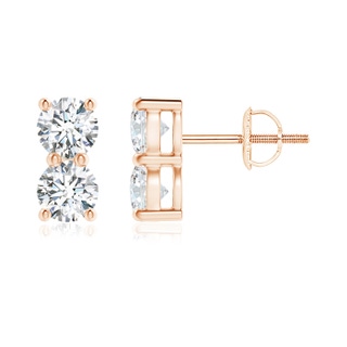 4.1mm GVS2 Prong-Set Double Diamond Stud Earrings in Rose Gold