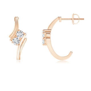 3.2mm GVS2 Two Stone Diamond Half Hoop Bypass Earrings in Rose Gold