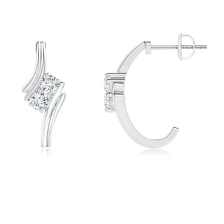 3.2mm GVS2 Two Stone Diamond Half Hoop Bypass Earrings in White Gold