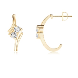 3.2mm HSI2 Two Stone Diamond Half Hoop Bypass Earrings in Yellow Gold