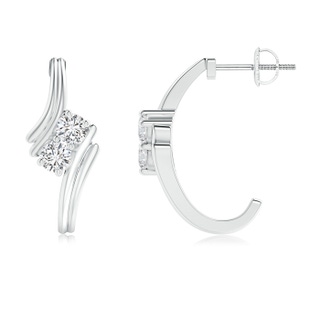 3.7mm HSI2 Two Stone Diamond Half Hoop Bypass Earrings in White Gold