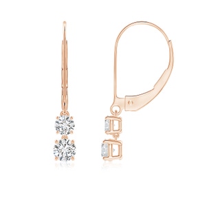 3.5mm HSI2 Double Diamond Leverback Dangle Earrings in Rose Gold