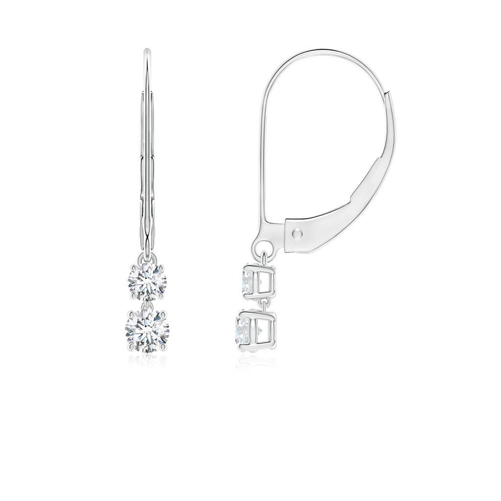 3mm GVS2 Double Diamond Leverback Dangle Earrings in P950 Platinum