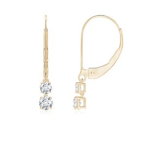 3mm GVS2 Double Diamond Leverback Dangle Earrings in Yellow Gold