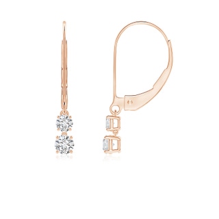 3mm HSI2 Double Diamond Leverback Dangle Earrings in Rose Gold