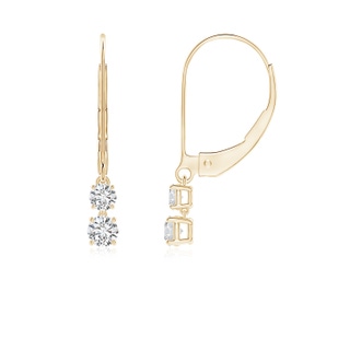 3mm HSI2 Double Diamond Leverback Dangle Earrings in Yellow Gold