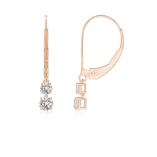 3mm IJI1I2 Double Diamond Leverback Dangle Earrings in Rose Gold