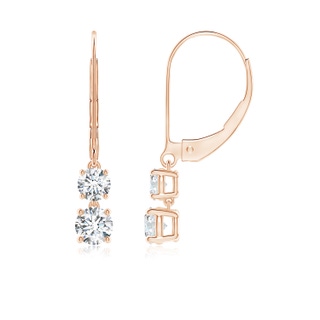 4mm GVS2 Double Diamond Leverback Dangle Earrings in Rose Gold