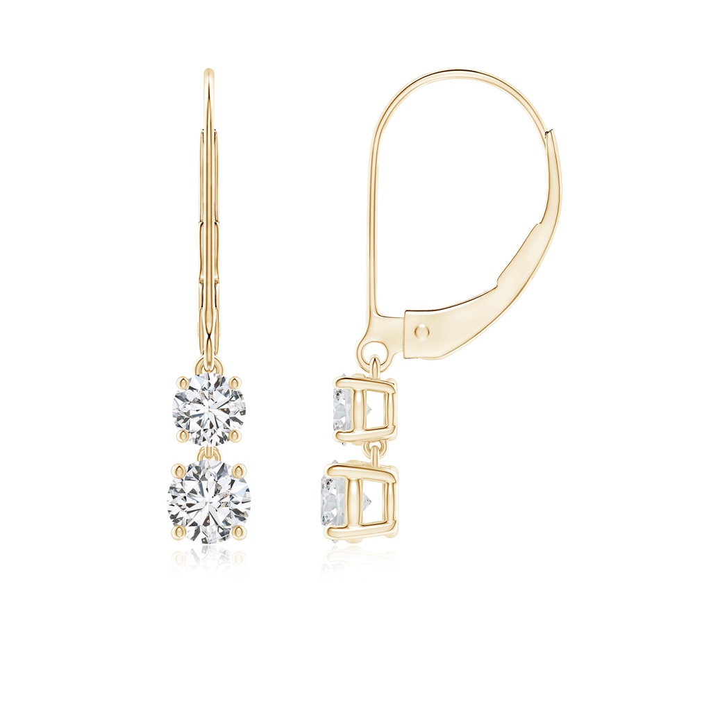 4mm HSI2 Double Diamond Leverback Dangle Earrings in Yellow Gold