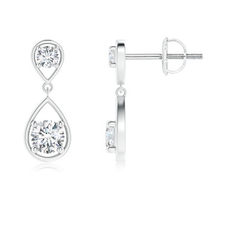 3.8mm GVS2 Two Stone Diamond Drop Earrings in White Gold