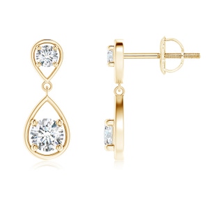 3.8mm GVS2 Two Stone Diamond Drop Earrings in Yellow Gold