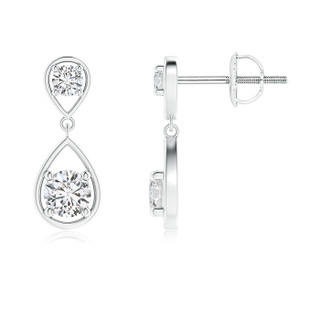 3.8mm HSI2 Two Stone Diamond Drop Earrings in White Gold