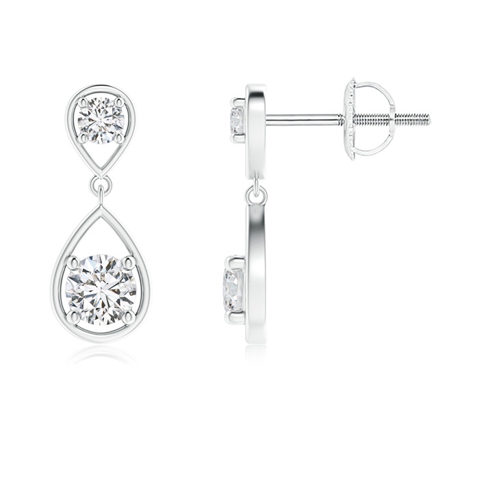 3.8mm HSI2 Two Stone Diamond Drop Earrings in White Gold 