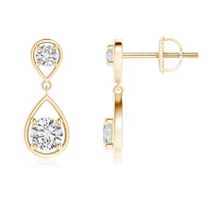 3.8mm HSI2 Two Stone Diamond Drop Earrings in Yellow Gold