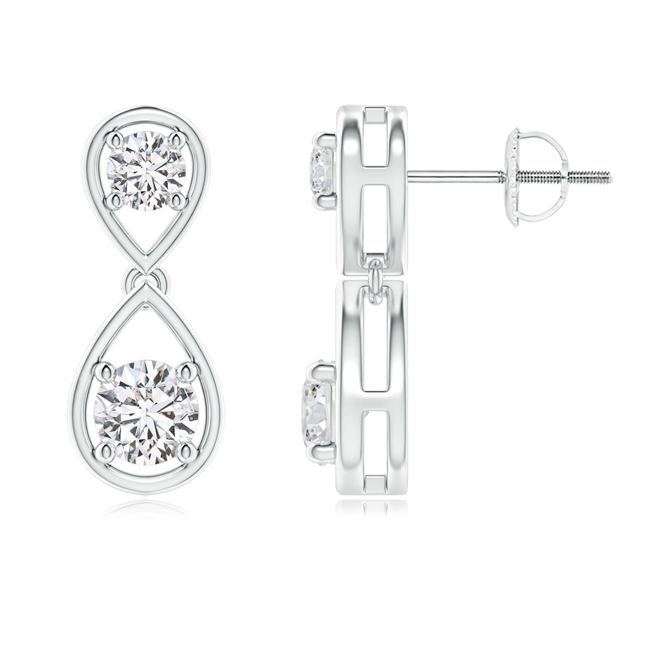 4.5mm HSI2 Two Stone Diamond Drop Earrings in White Gold 