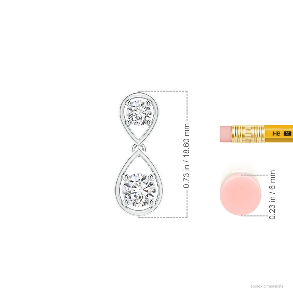 4.5mm HSI2 Two Stone Diamond Drop Earrings in White Gold ruler