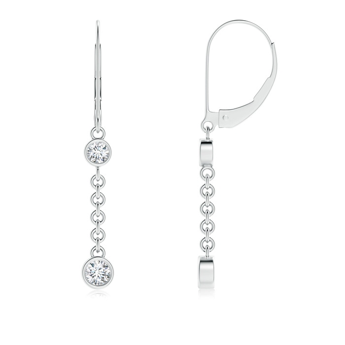 3.5mm GVS2 Bezel-Set Two Stone Diamond Leverback Drop Earrings in P950 Platinum