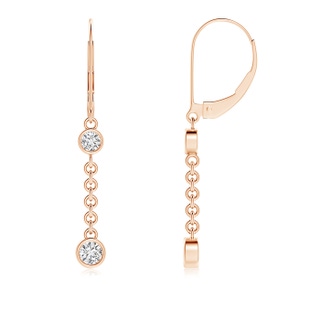 3.5mm HSI2 Bezel-Set Two Stone Diamond Leverback Drop Earrings in 9K Rose Gold