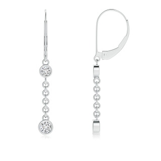 3.5mm HSI2 Bezel-Set Two Stone Diamond Leverback Drop Earrings in P950 Platinum