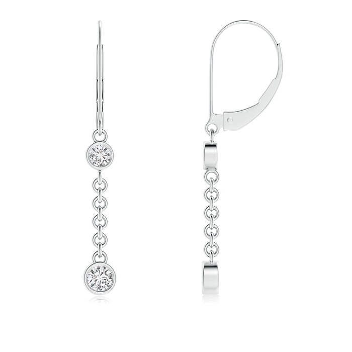 3.5mm HSI2 Bezel-Set Two Stone Diamond Leverback Drop Earrings in White Gold