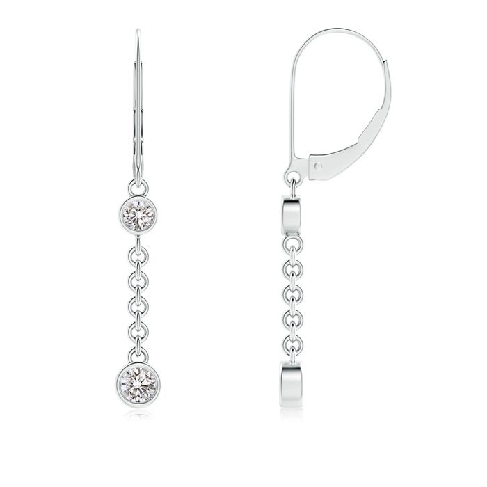 3.5mm IJI1I2 Bezel-Set Two Stone Diamond Leverback Drop Earrings in White Gold