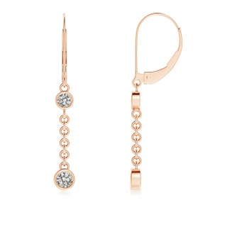 3.5mm KI3 Bezel-Set Two Stone Diamond Leverback Drop Earrings in 9K Rose Gold