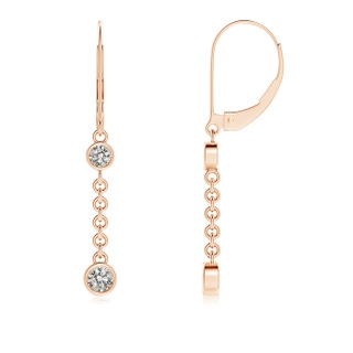3.5mm KI3 Bezel-Set Two Stone Diamond Leverback Drop Earrings in Rose Gold