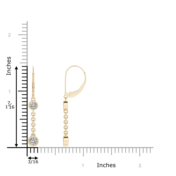 4mm KI3 Bezel-Set Two Stone Diamond Leverback Drop Earrings in Yellow Gold product image