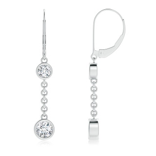 5.1mm GVS2 Bezel-Set Two Stone Diamond Leverback Drop Earrings in P950 Platinum