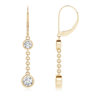 5.1mm GVS2 Bezel-Set Two Stone Diamond Leverback Drop Earrings in Yellow Gold