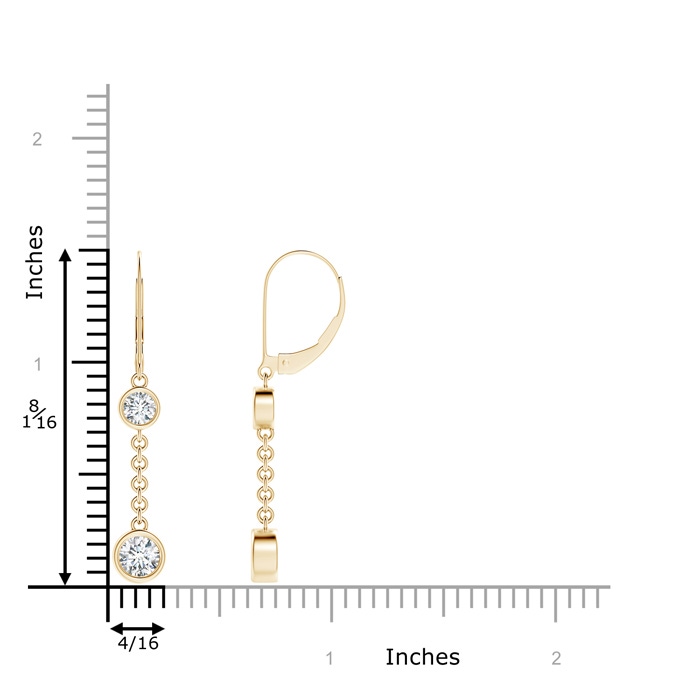 5.1mm GVS2 Bezel-Set Two Stone Diamond Leverback Drop Earrings in Yellow Gold product image