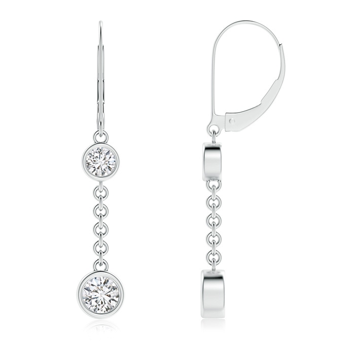 5.1mm HSI2 Bezel-Set Two Stone Diamond Leverback Drop Earrings in P950 Platinum 