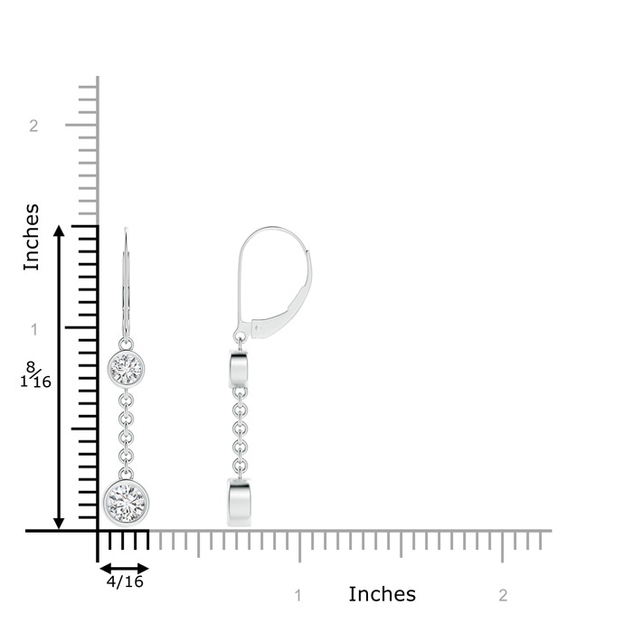 5.1mm HSI2 Bezel-Set Two Stone Diamond Leverback Drop Earrings in P950 Platinum product image