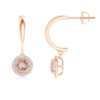 5mm AAAA Dangling Round Morganite Half Hoop Earrings in Rose Gold