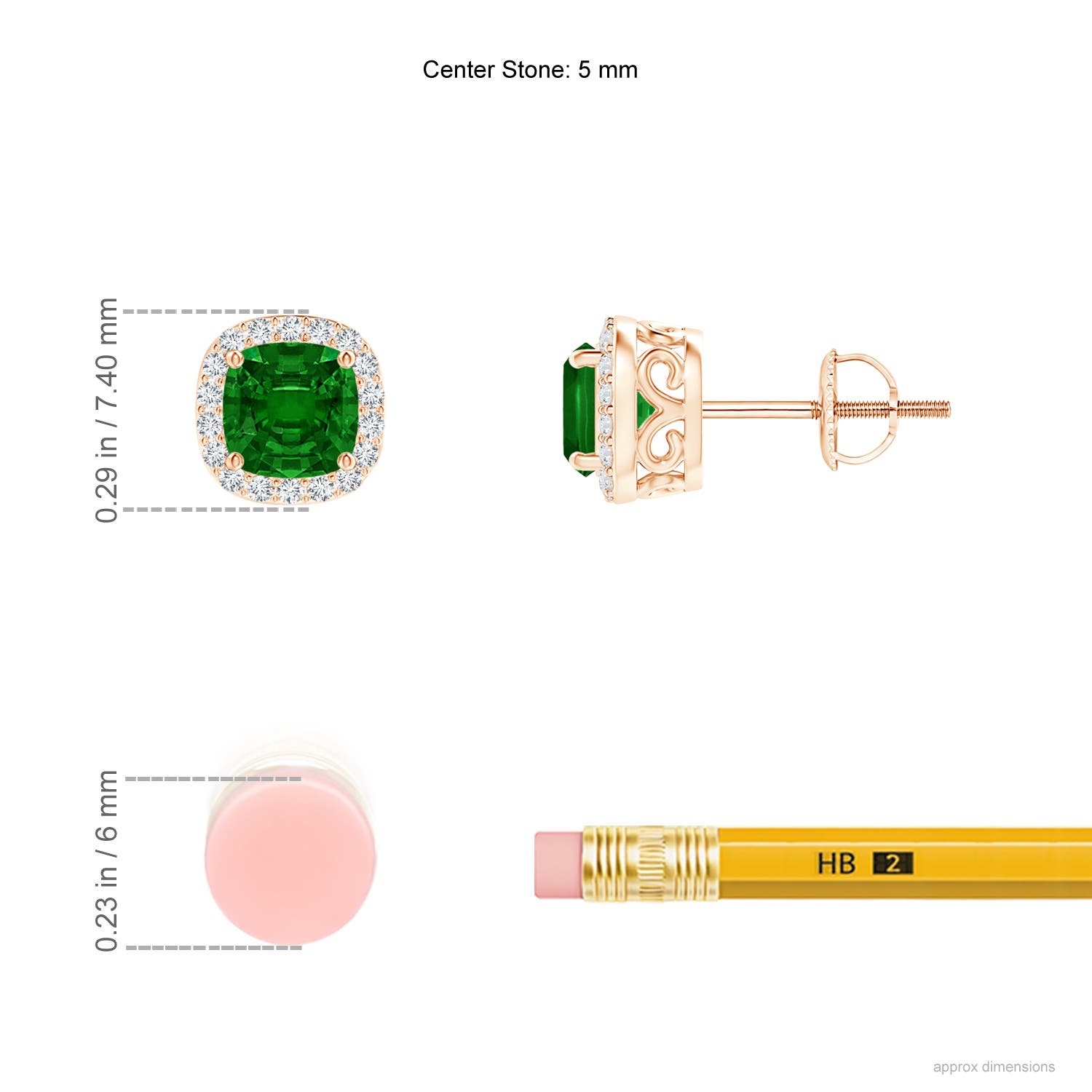 AAAA - Emerald / 0.61 CT / 14 KT Rose Gold