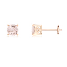 Cushion Morganite Solitaire Stud Earrings