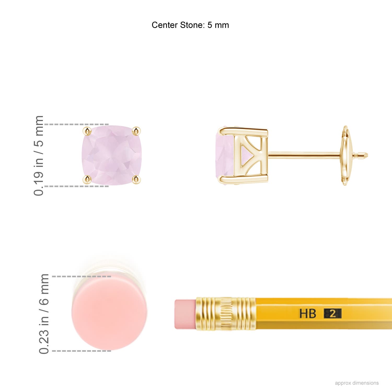 A - Rose Quartz / 1 CT / 14 KT Yellow Gold