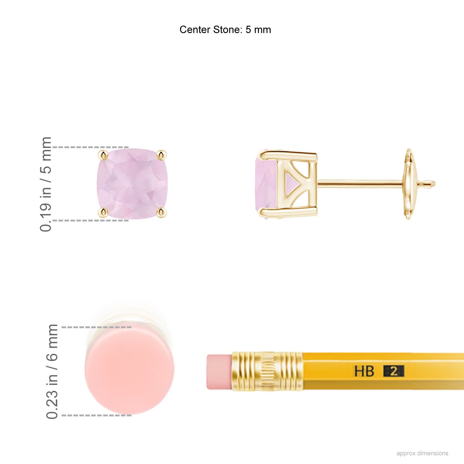 AA - Rose Quartz / 1 CT / 14 KT Yellow Gold