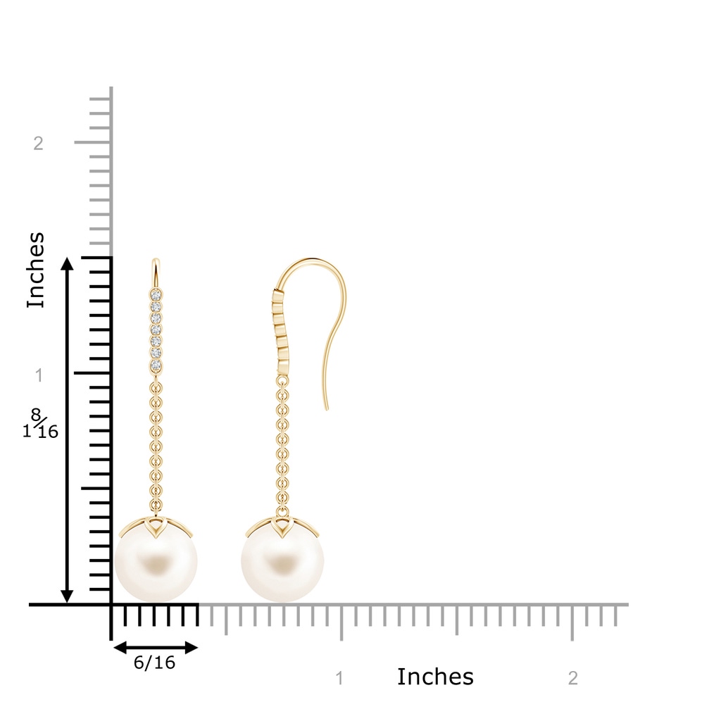 10mm AAA Freshwater Pearl Long Dangle Earrings in Yellow Gold Product Image