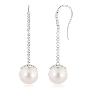 10mm AAAA Freshwater Pearl Long Dangle Earrings in S999 Silver