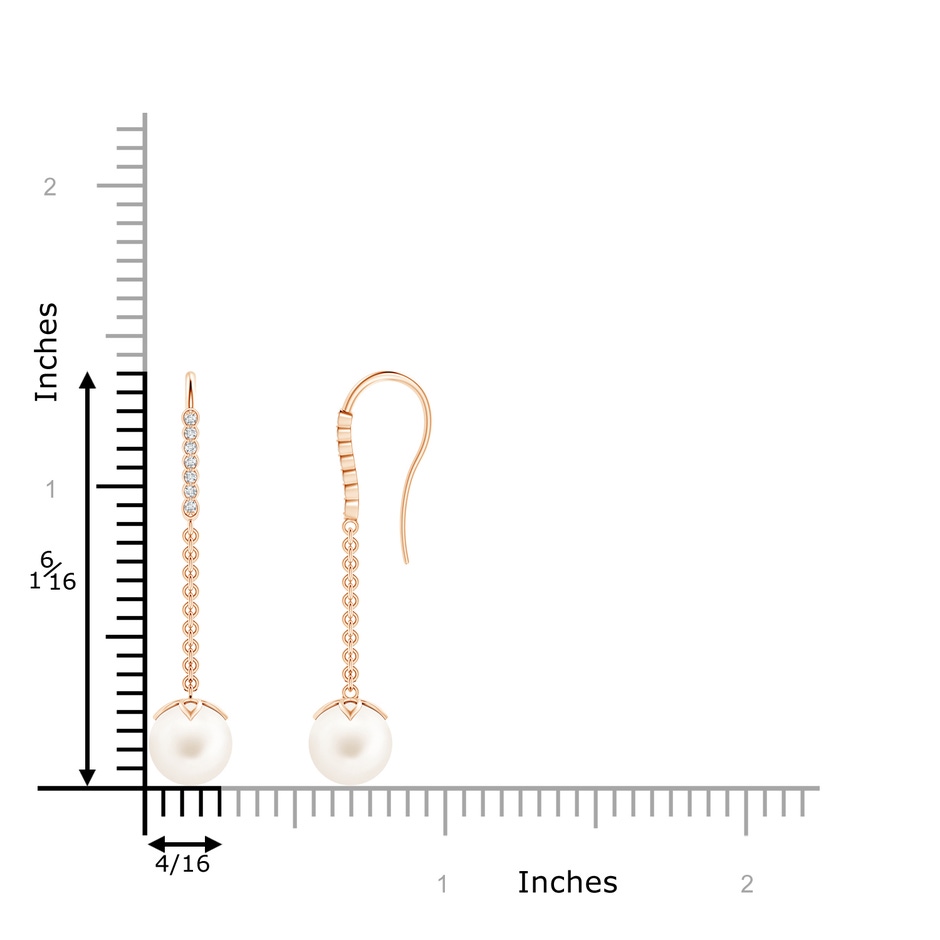 8mm AA Freshwater Pearl Long Dangle Earrings in 9K Rose Gold product image