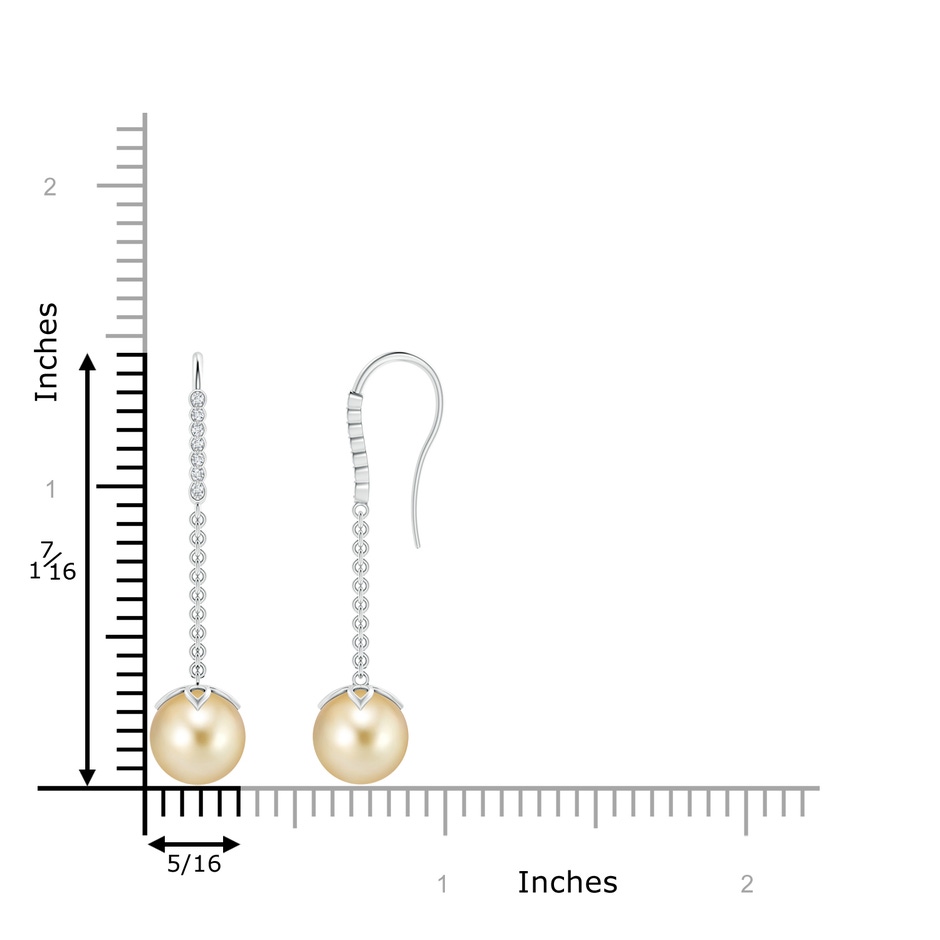 9mm AAAA Golden South Sea Pearl Long Dangle Earrings in White Gold product image