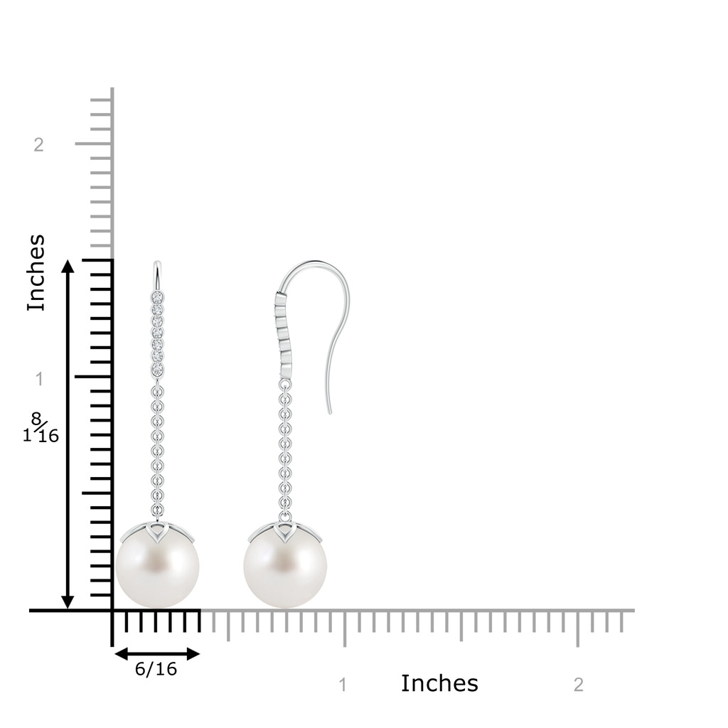 10mm AAA South Sea Pearl Long Dangle Earrings in White Gold Product Image