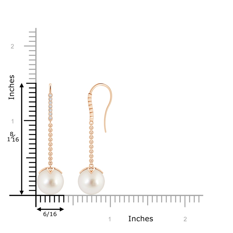 10mm AAAA South Sea Pearl Long Dangle Earrings in Rose Gold product image